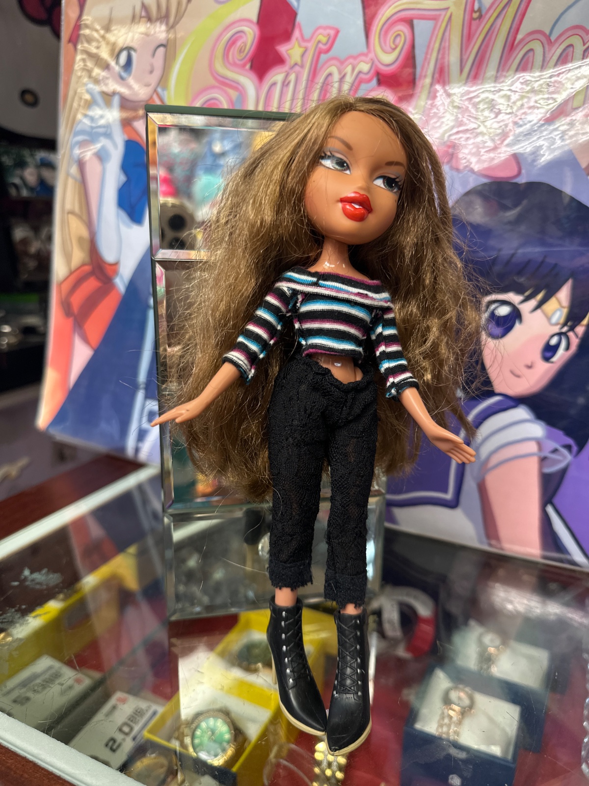 Bratz Doll With Striped Top And Black Boots