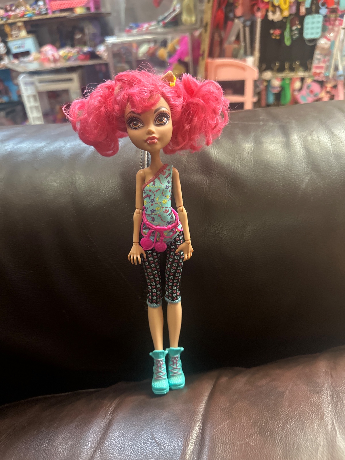 Pink Curly-Haired Monster High Doll With Floral Outfit