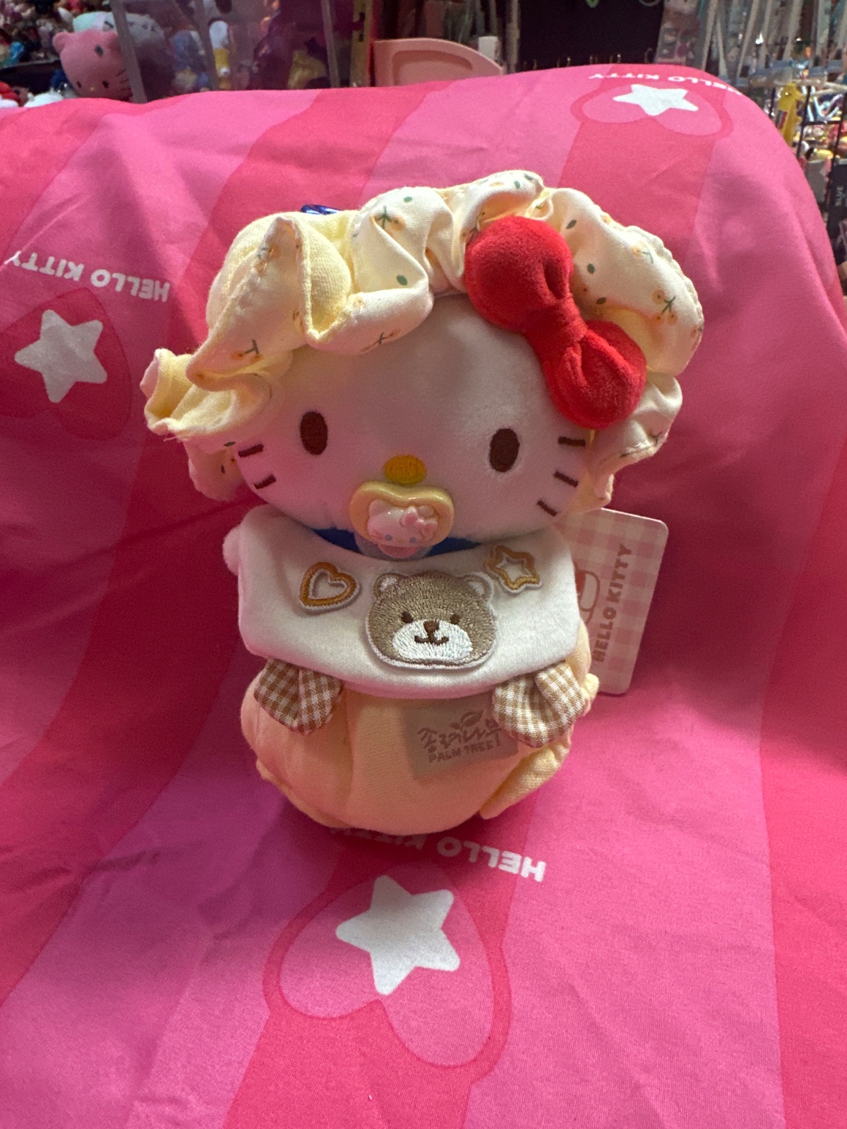 Baby Hello Kitty Plush with Pacifier and Bear Bib