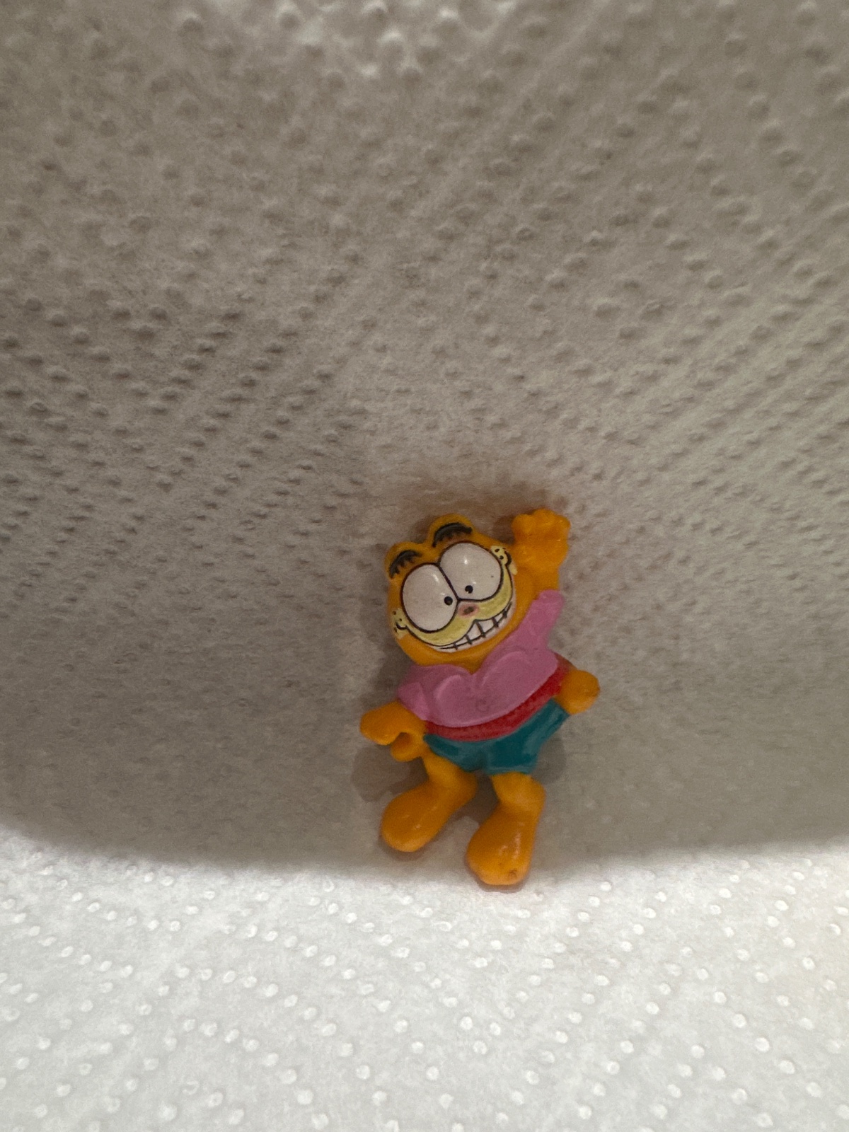 Small Vintage Garfield PVC Figure in Pink Sweater