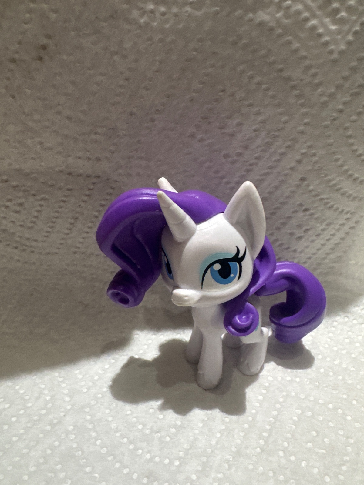White Unicorn Pony Figure With Curly Purple Mane