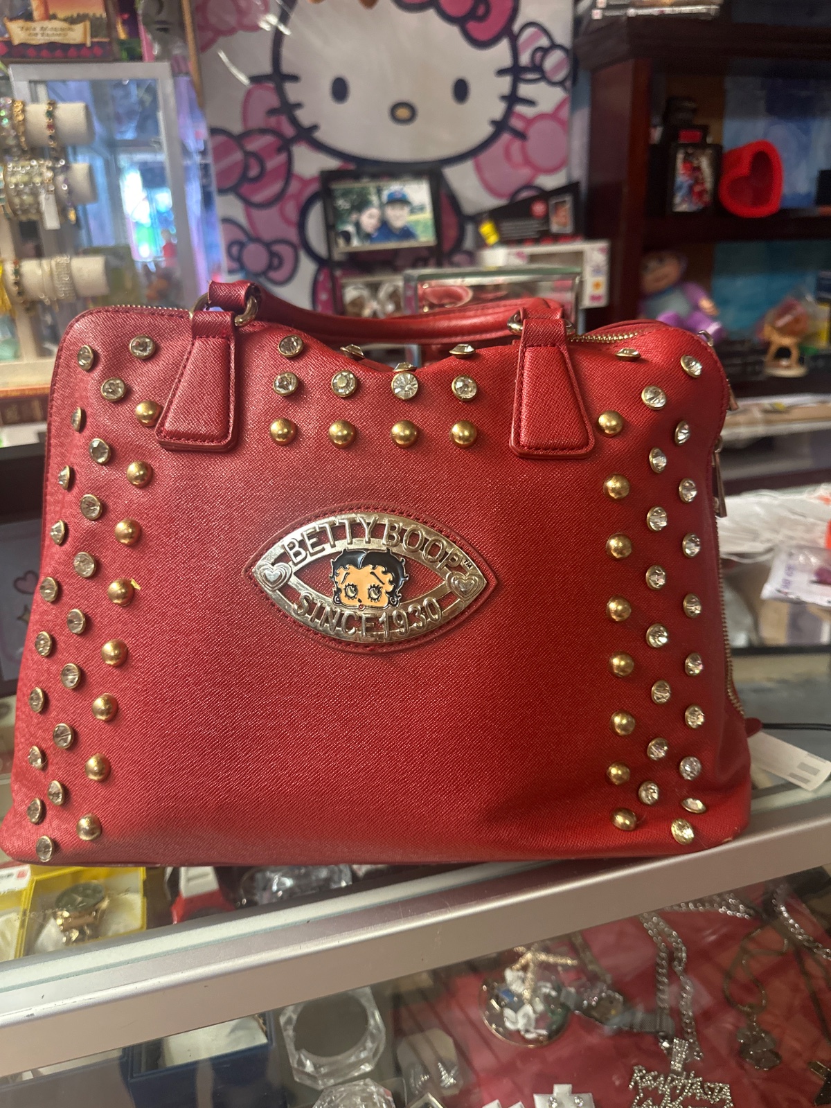 Red Betty Boop Studded Handbag