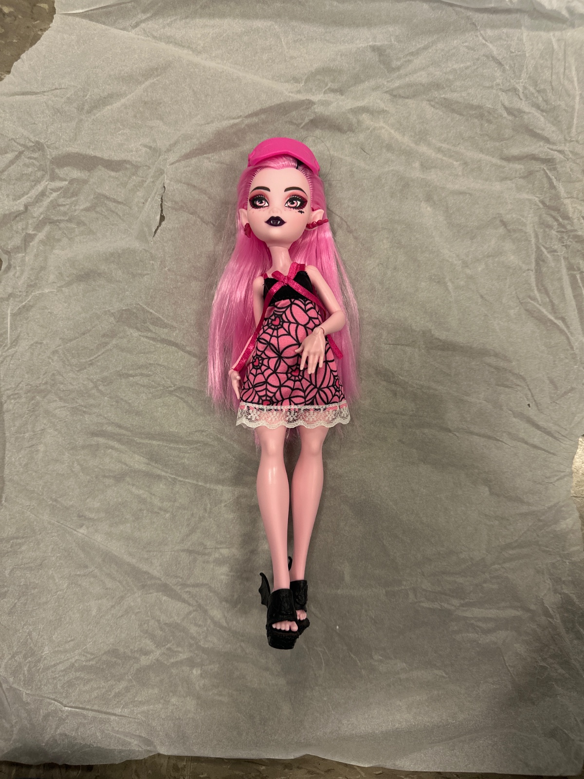 Pink-Haired Doll In Spiderweb Dress