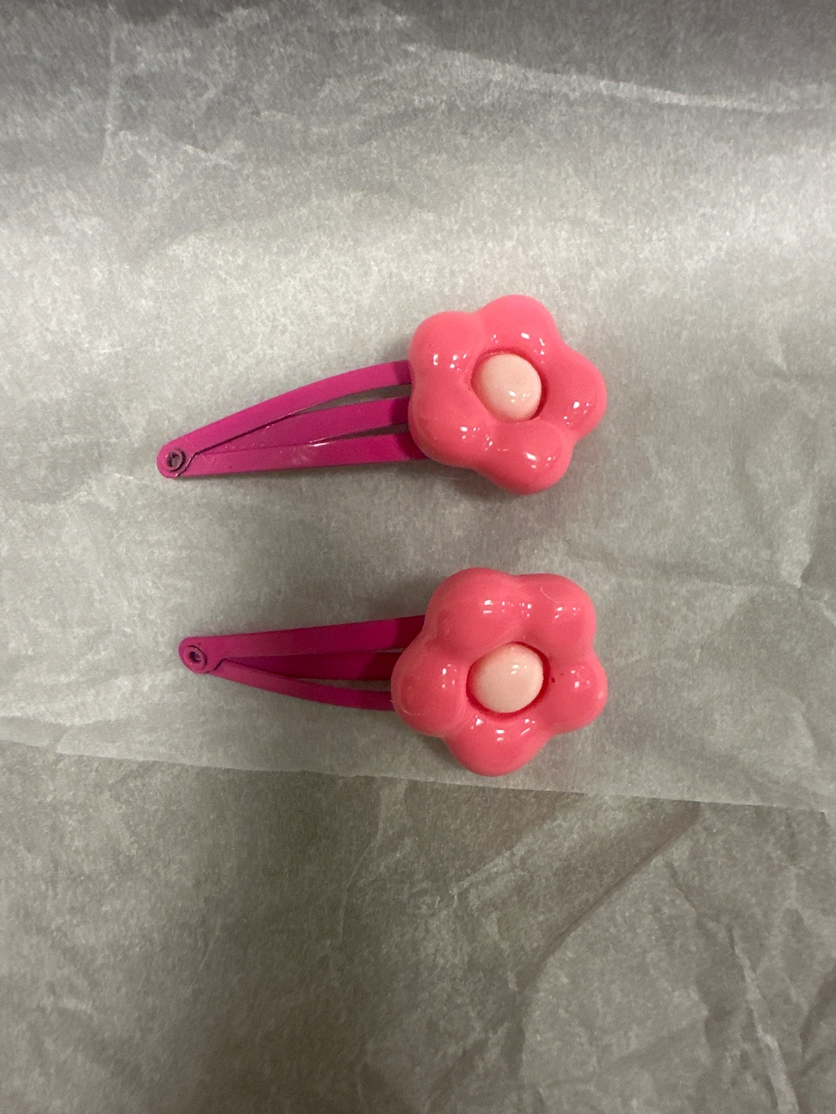 Pink Flower Snap Hair Clips, Set of 2