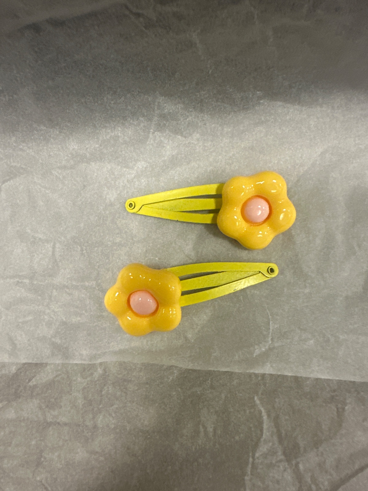 Yellow Flower Snap Hair Clips, Set of 2