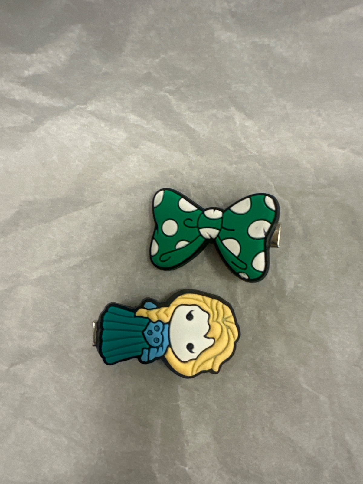 Polka Dot Bow And Girl Charm Pins Set Of 2
