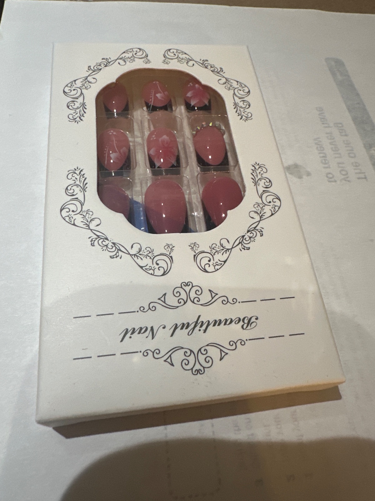 Pink Floral Press-On Nail Set