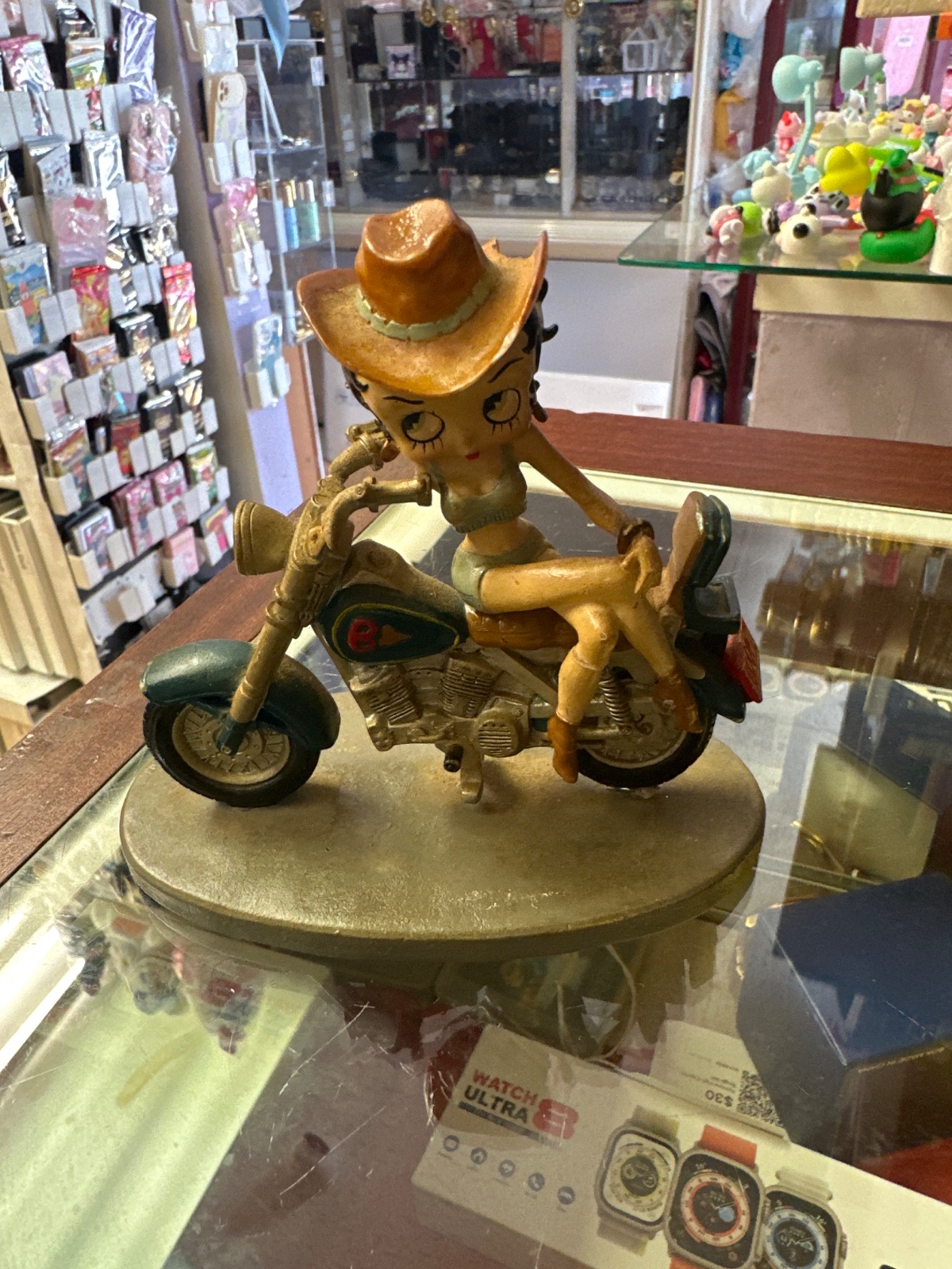 Betty Boop Cowgirl On Motorcycle Figurine