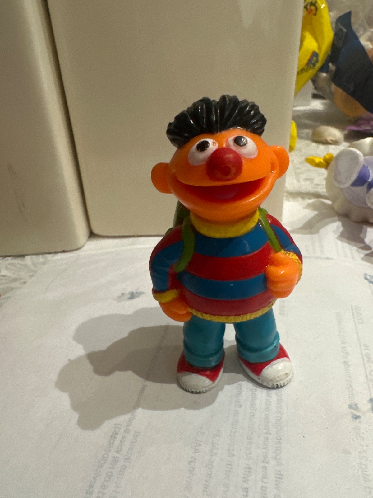 Sesame Street Ernie Figure with Backpack Vintage PVC Toy