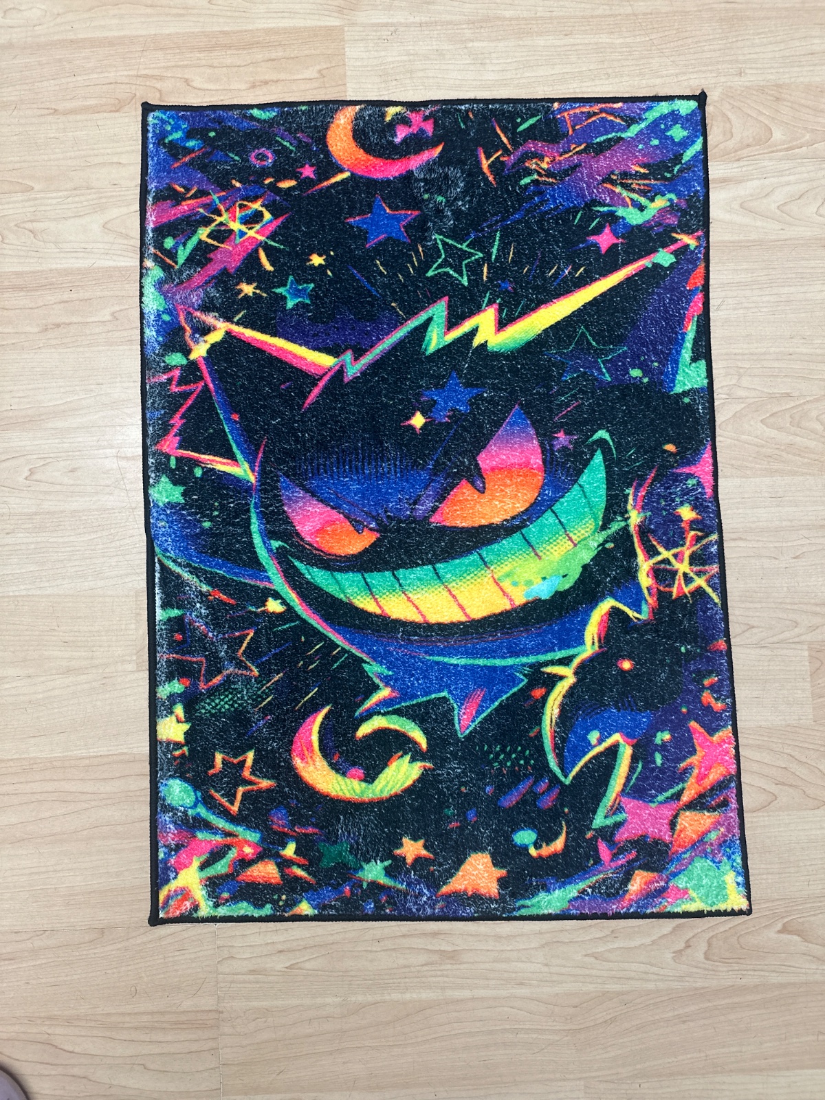 Neon Ghost Character Rug Cosmic Night Sky Print Bath Mat
