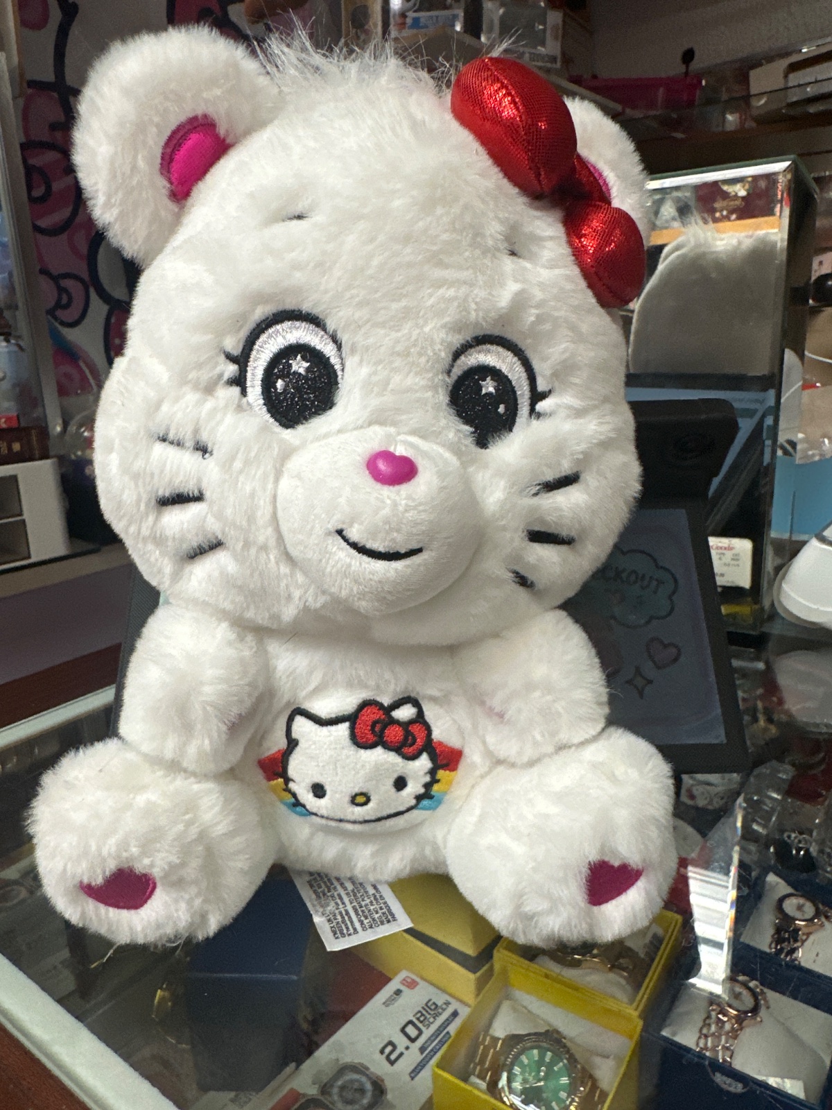 Hello Kitty White Cat Plush with Red Bow