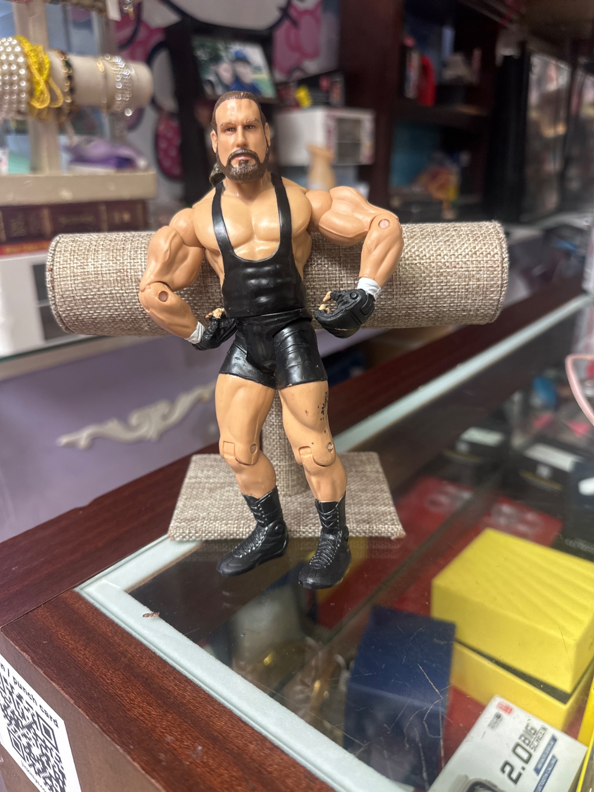 WWE Bearded Wrestler Action Figure Black Singlet