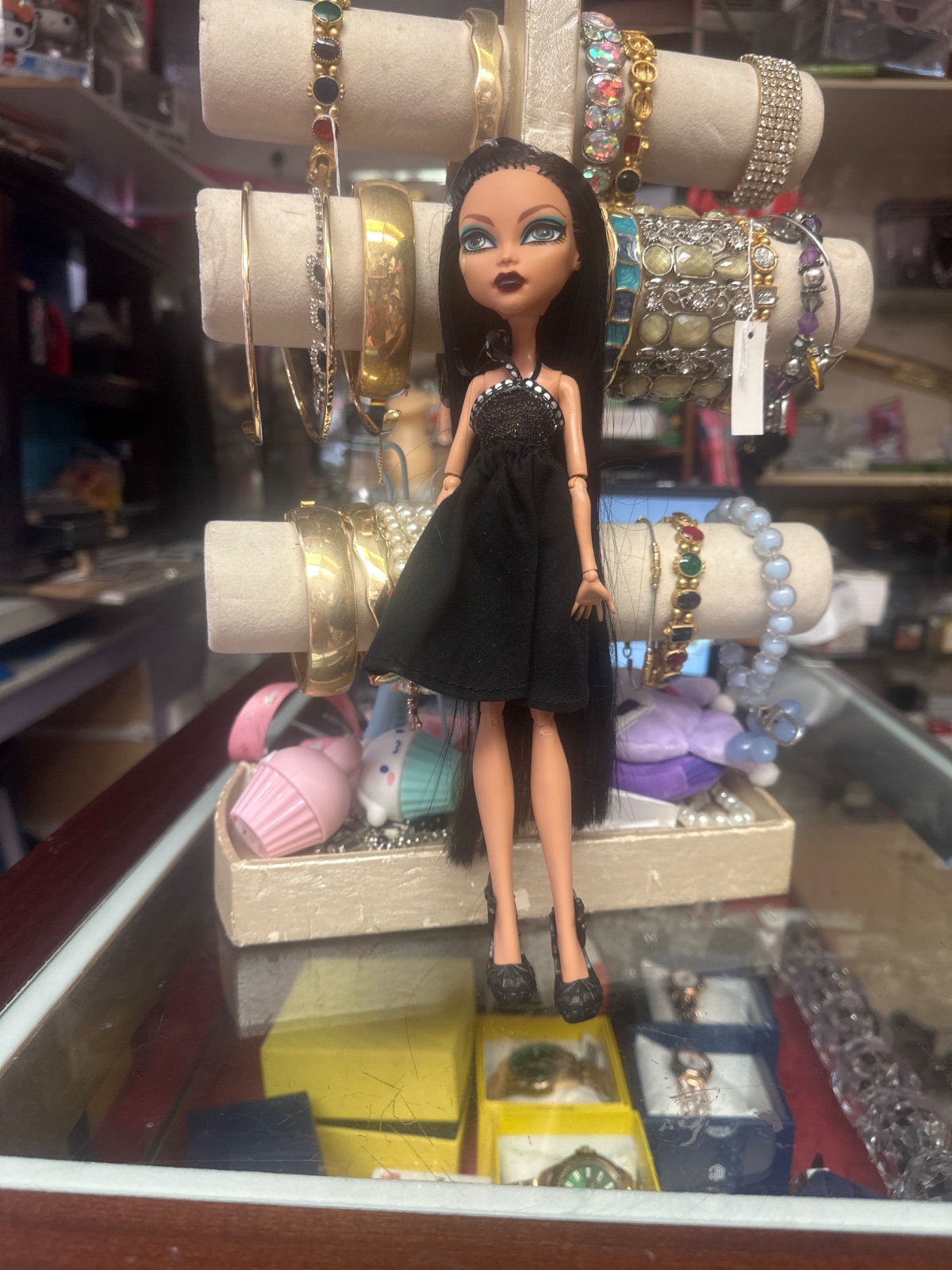 Monster High Doll Long Black Hair Black Dress