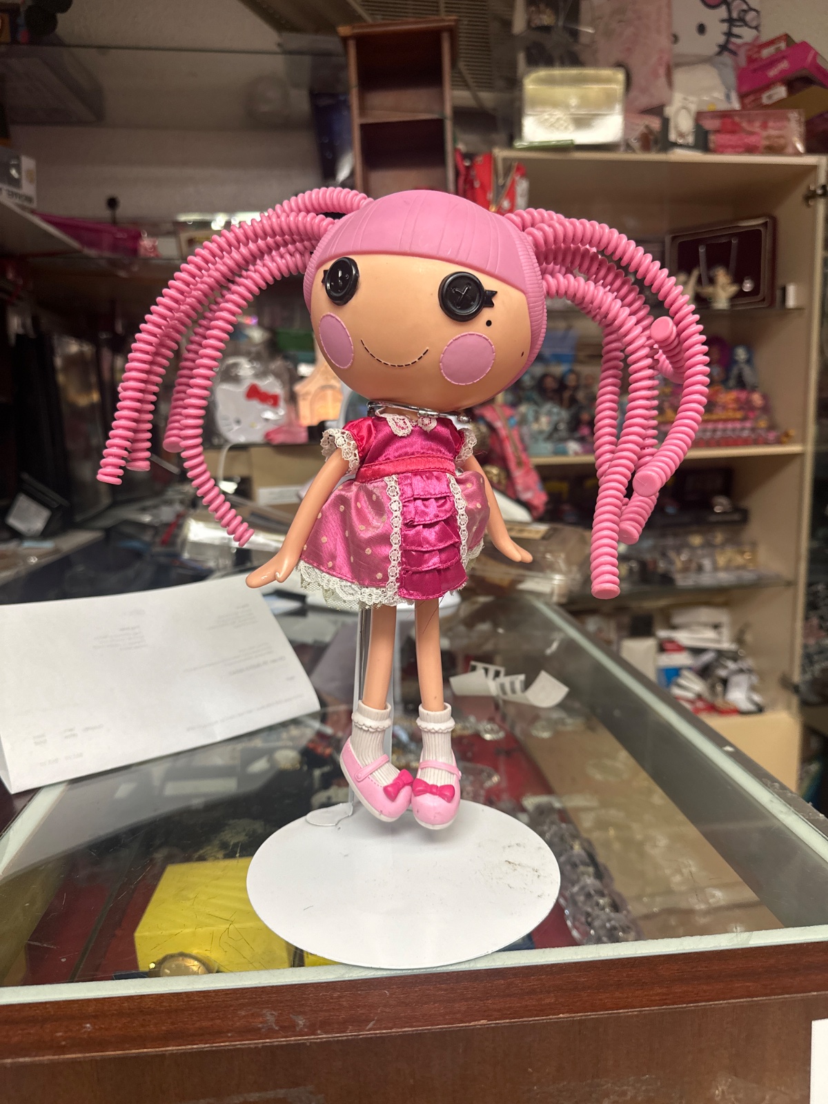 Lalaloopsy Doll with Pink Coiled Pigtails and Pink Dress