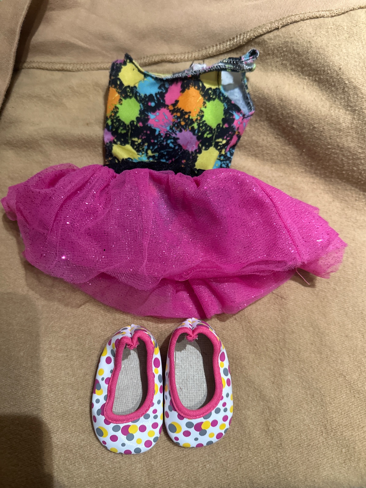 Doll Ballerina Tutu Outfit with Shoes - Paint Splatter Print