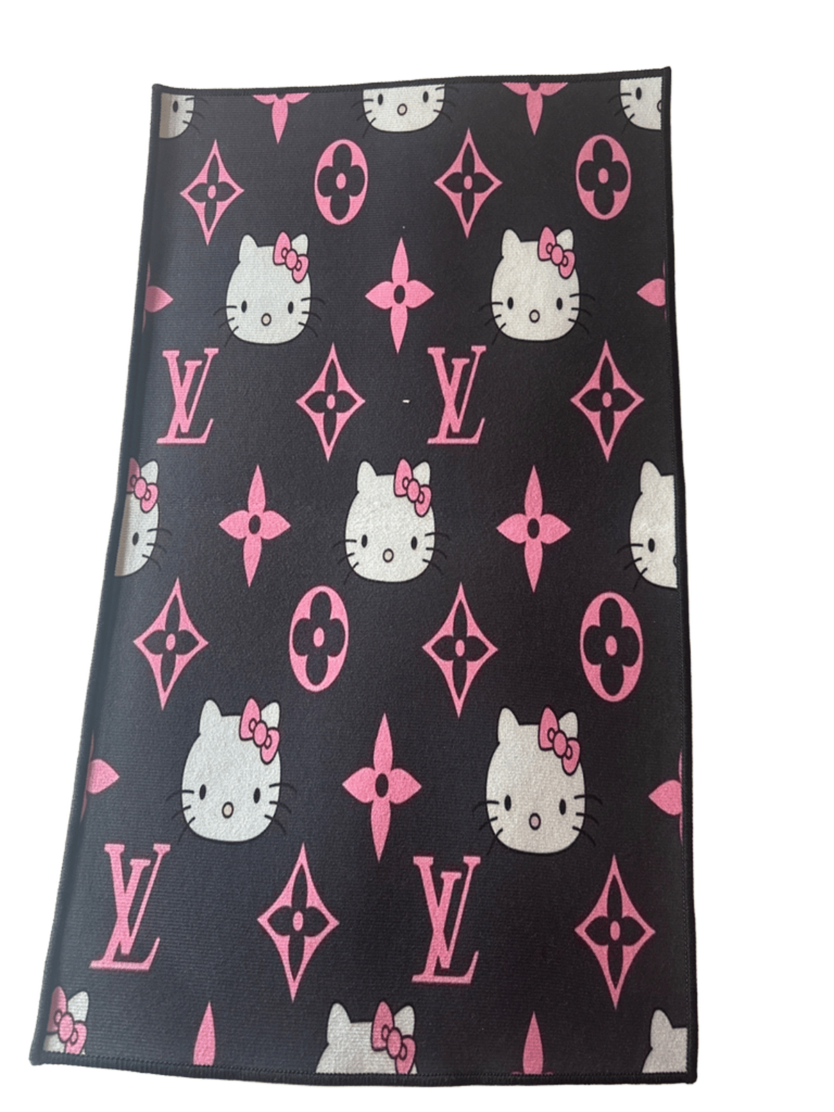 Hello Kitty Monogram Print Accent Rug, Black/Pink