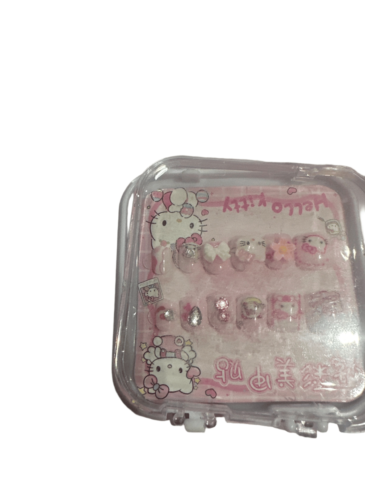 Hello Kitty Press-On Nails Set with 3D Charms, Pink