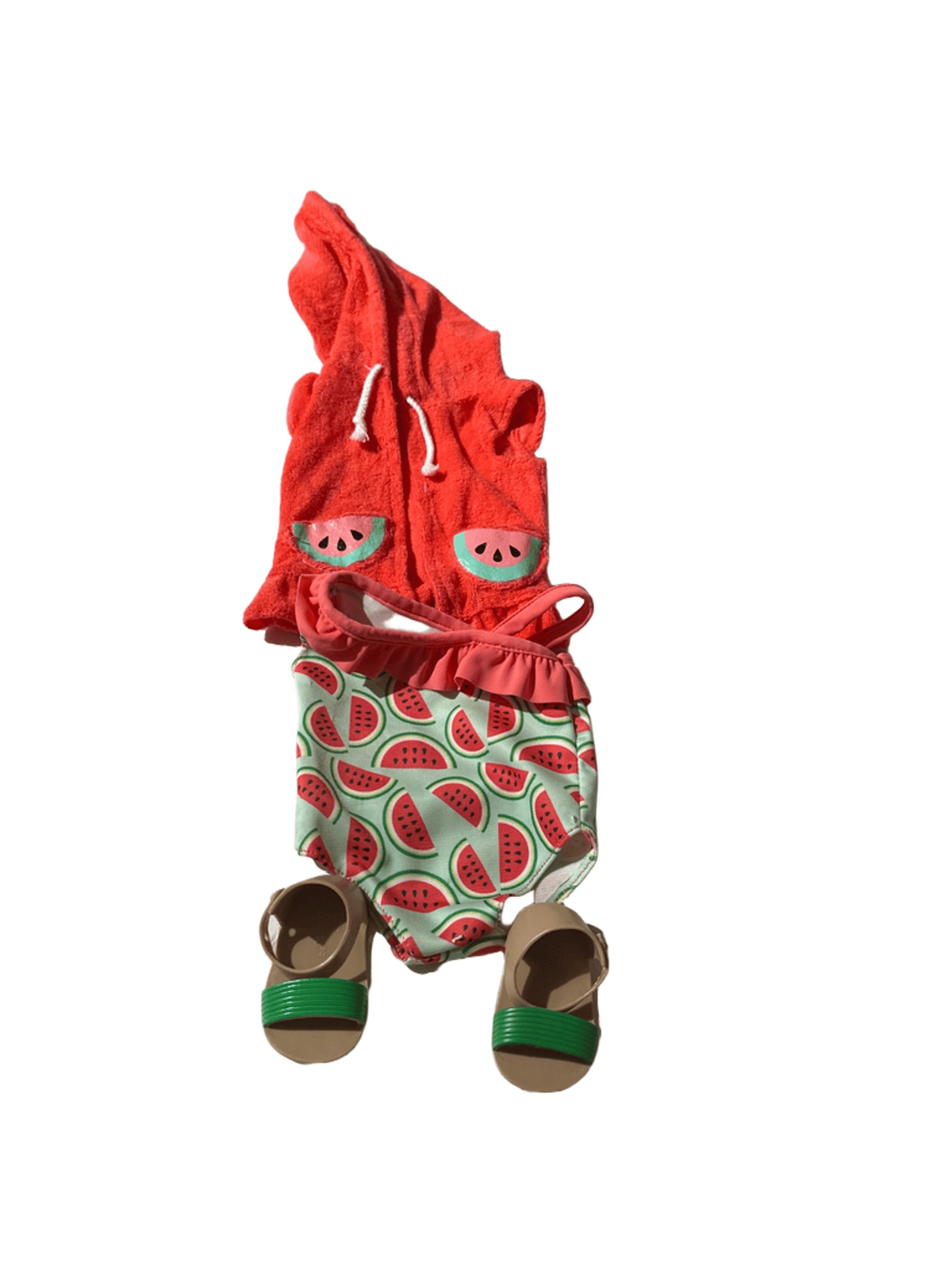 Doll Watermelon Swimsuit Hoodie Cover-Up with Sandals