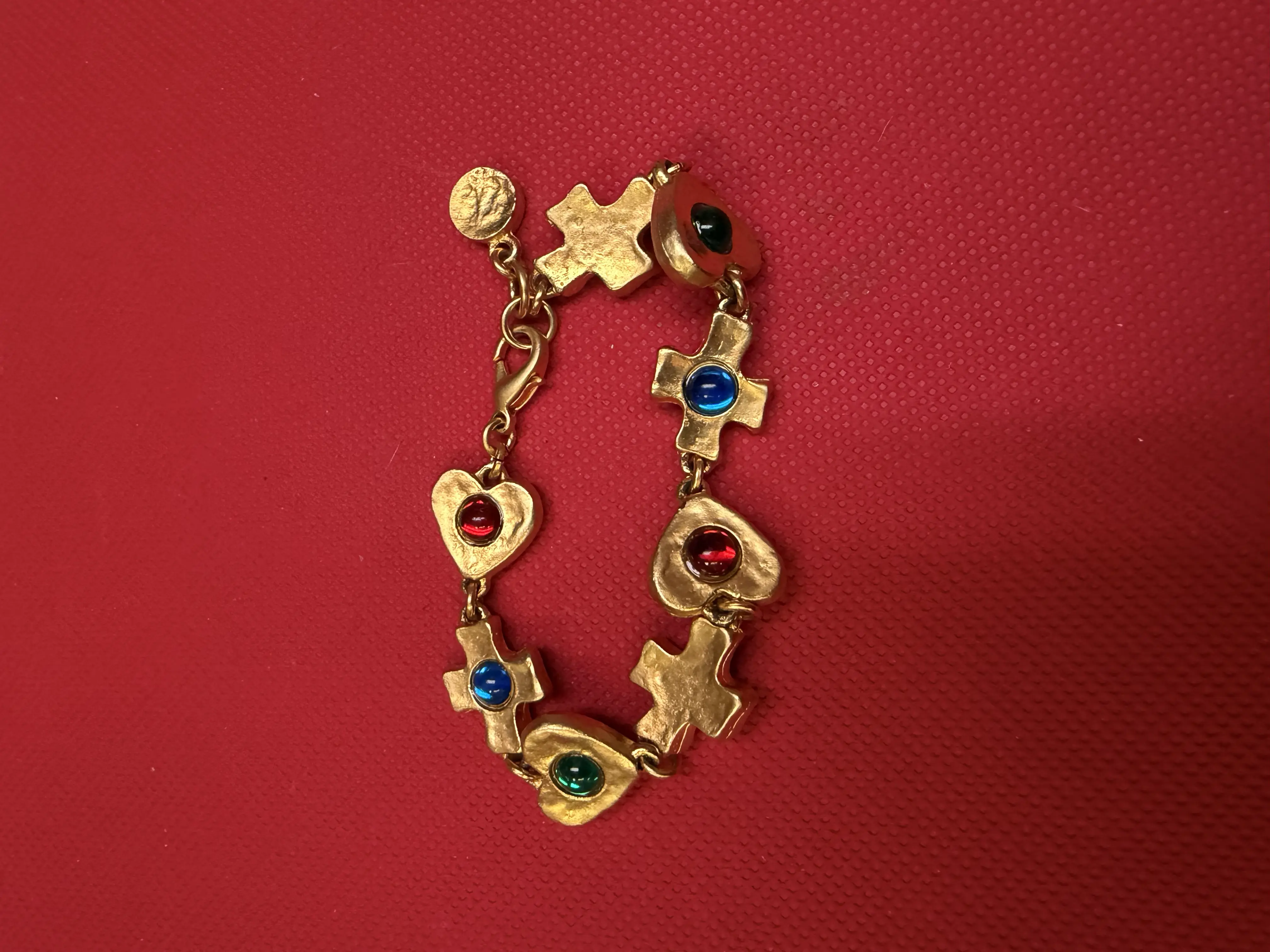 Gold Cross and Heart Bracelet