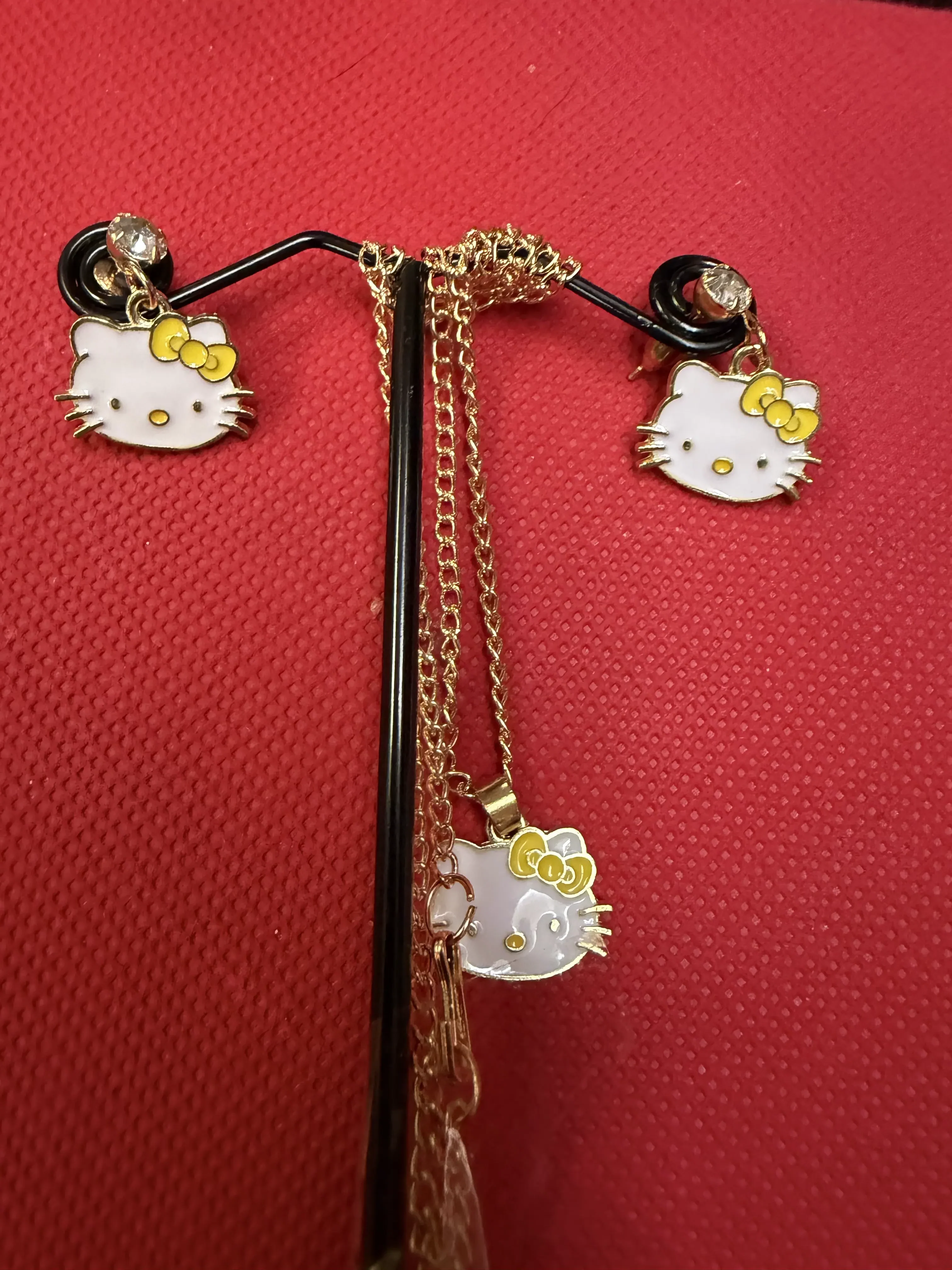 Hello Kitty Gold Chain and Earings